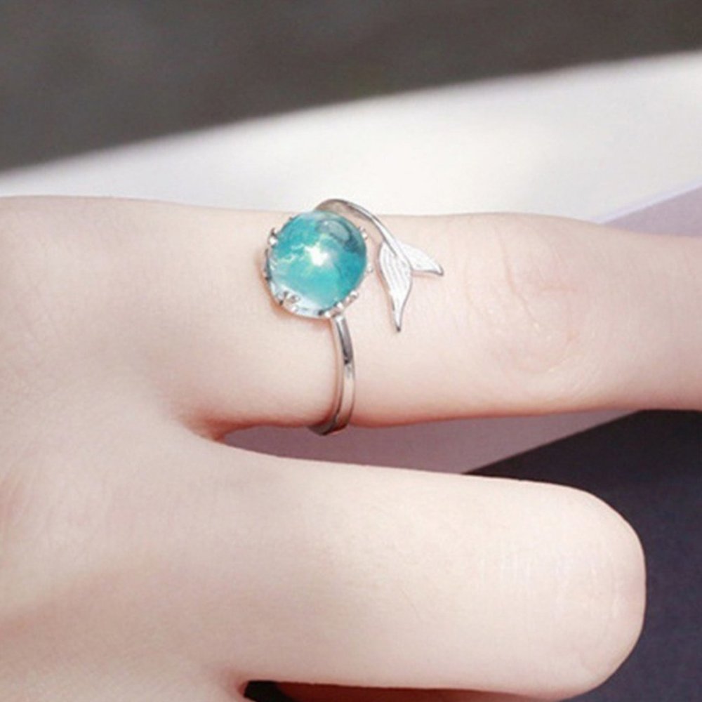 *NEW 925 Silver Crystal Mermaid Adjustable Ring - Picture 3 of 10
